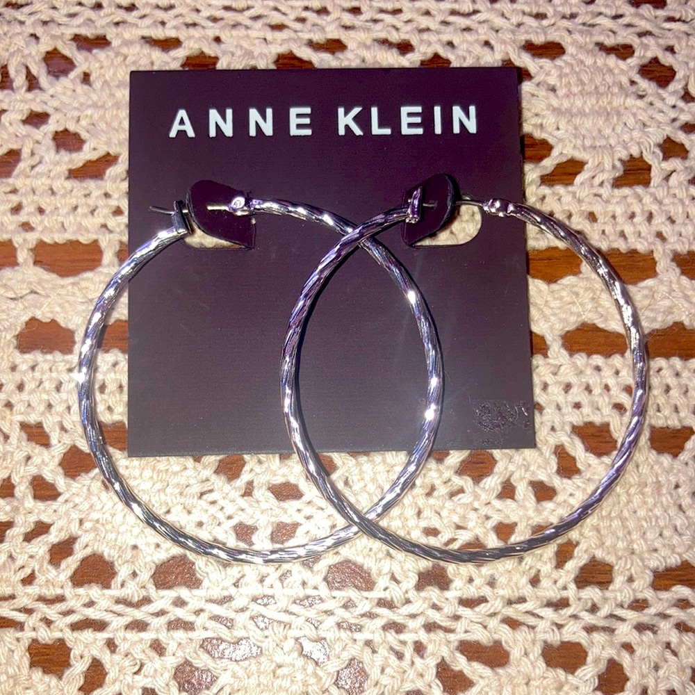 - Anne Klein Silver Hoop Earrings, Never Worned,